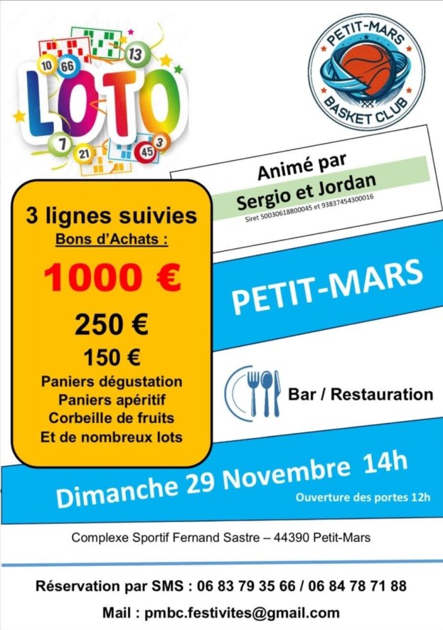 LOTO du PMBC DIMANCHE 29 NOVEMBRE